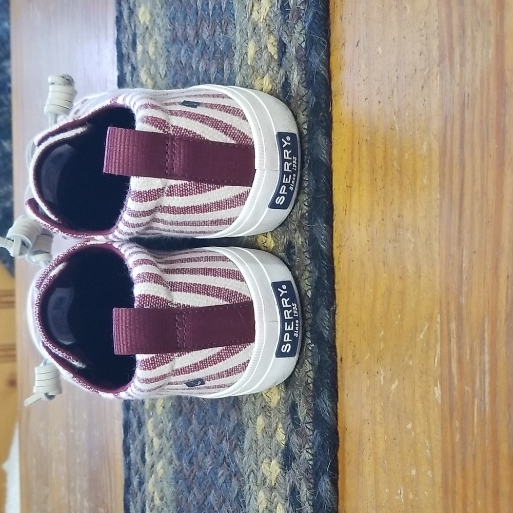 Women's Sperry Crest Vibe Canvas Sneaker red and white size 8.5 - Picture 5 of 7
